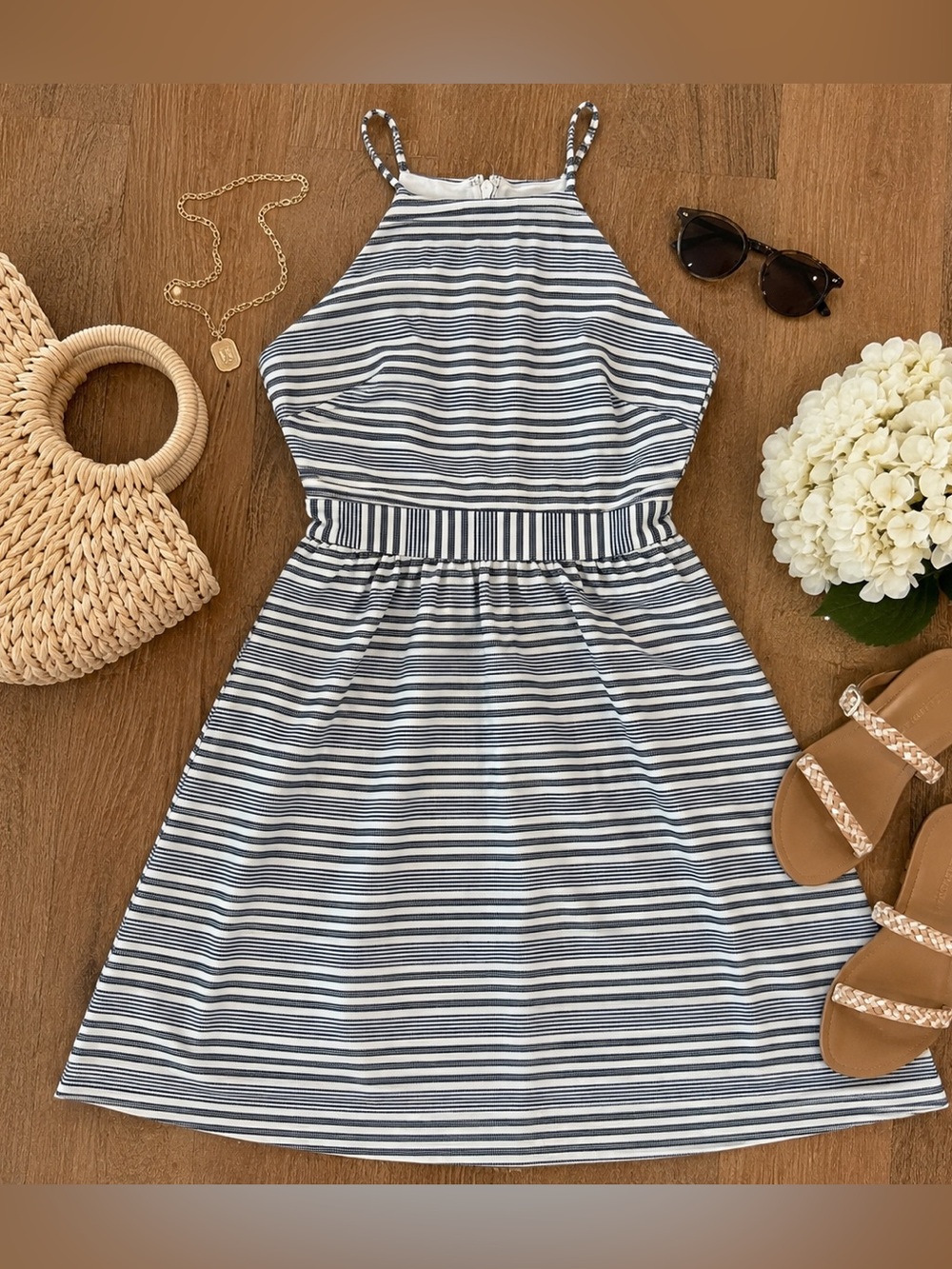 Banana Republic Navy and White Stripe Dress